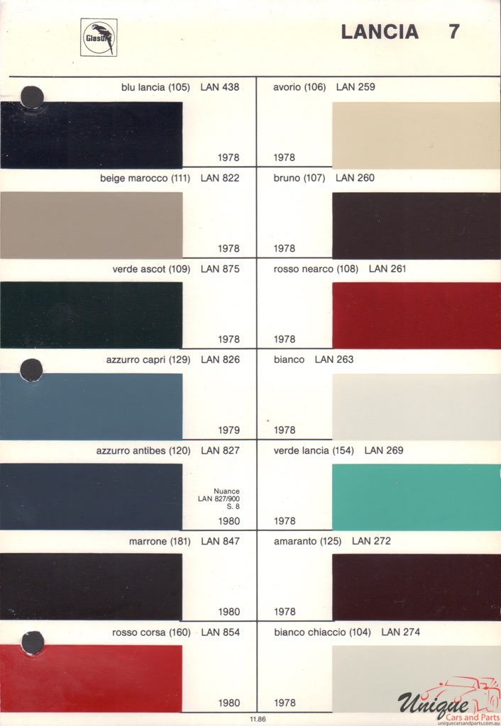 1980 Lancia Paint Charts Glasurit 4
